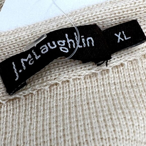 J. Mclaughlin 100% Merino Wool Womens XL Sweater 1/4 Zip 3/4 Sleeve Cream NWT - Picture 5 of 10